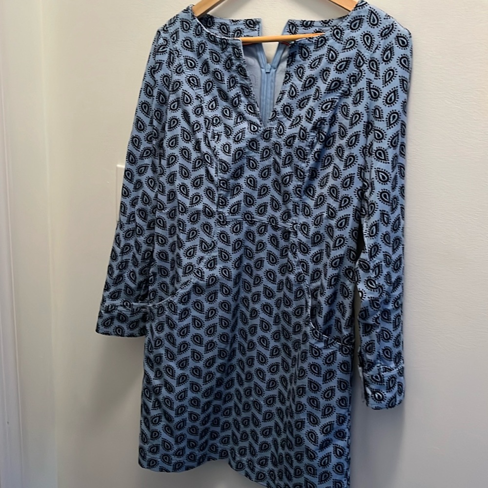 NWT Boden corduroy dress, blue w/paisley design, size 2P